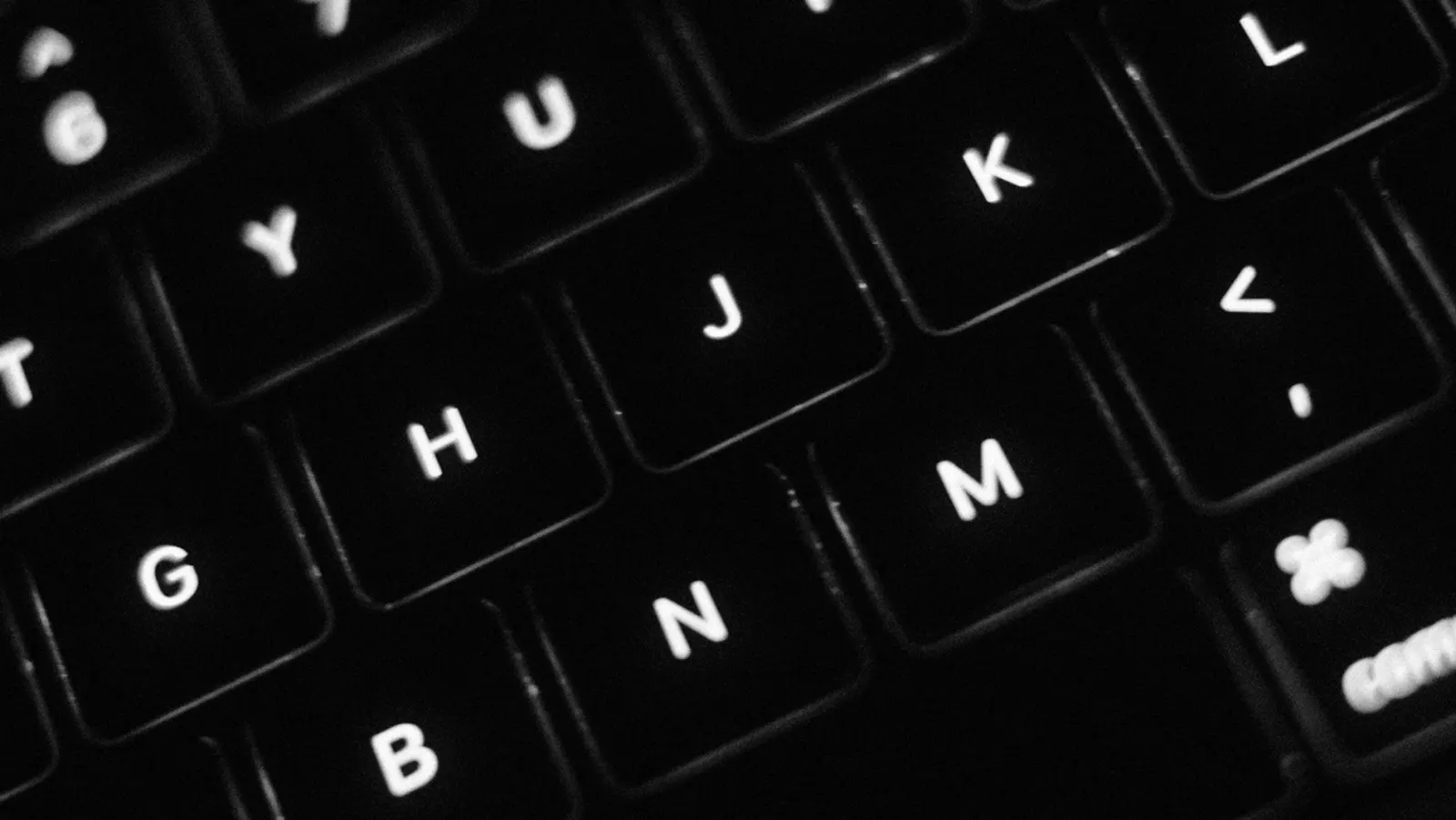 Teclado de computador em close
